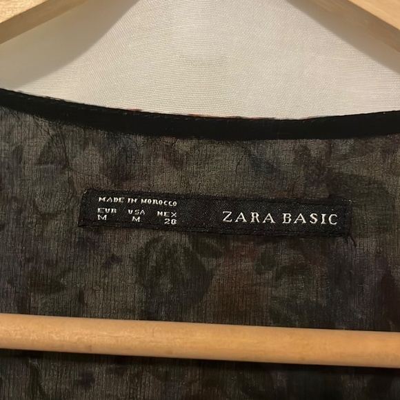 Zara Floral Sheer Back Dress a221 - Picture 2 of 3